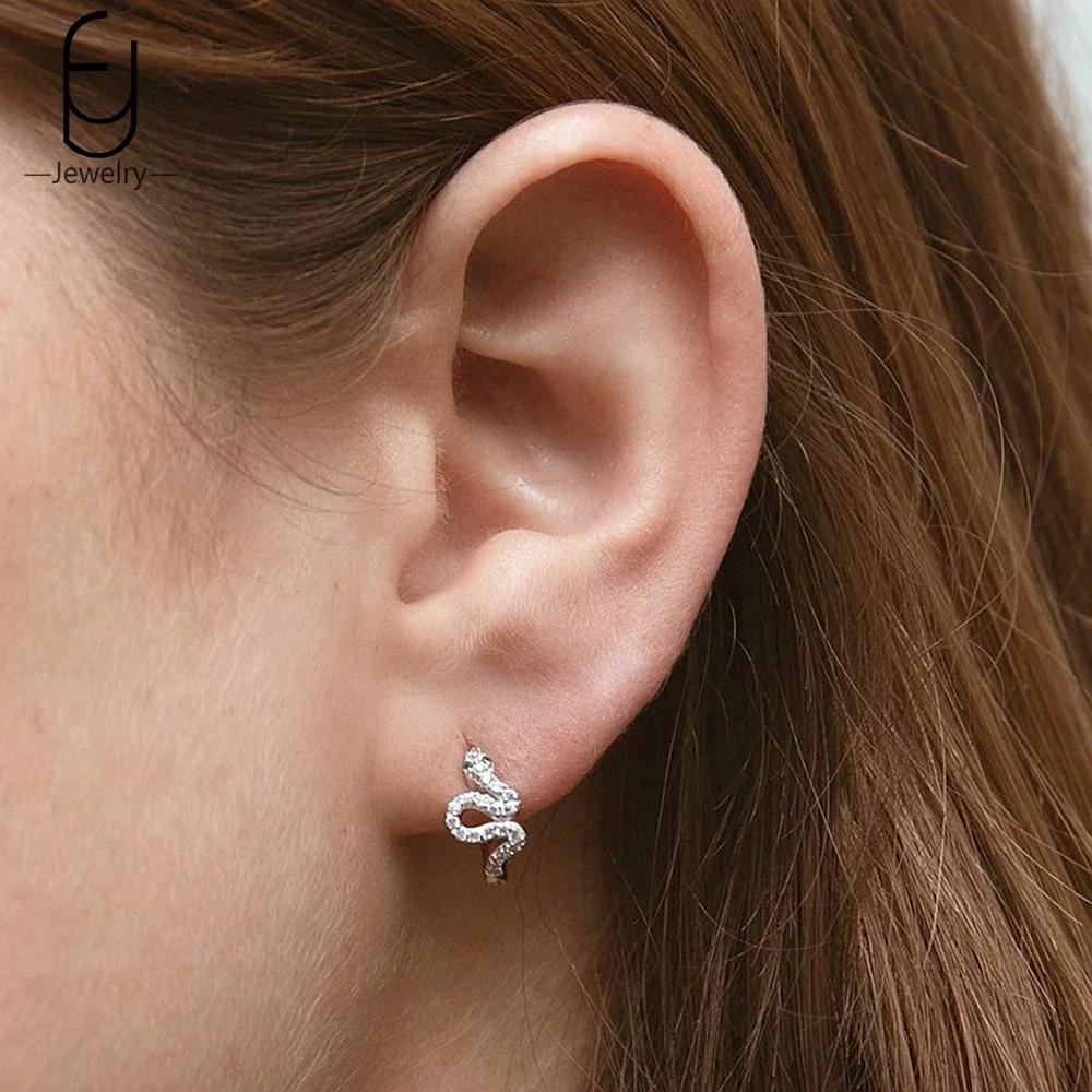 925 Silver Needle Vintage Snake Earrings Women Gold Round Ear Clips Punk Style Fashion Hoop Earrings Women Jewelry