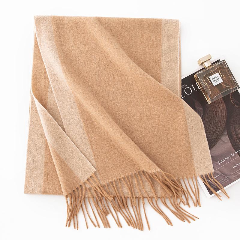 Wool Scarf Autumn and Winter Double Sided Solid Color Scarf Women's Thickened Warm Shawl Simple Tassel Versatile Scarf