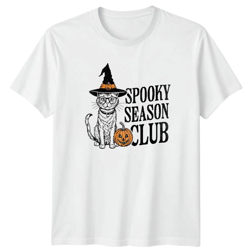 Spooky Season Club Halloween Cat Witch Pumpkin Unisexs Unisexs Graphic Tee S