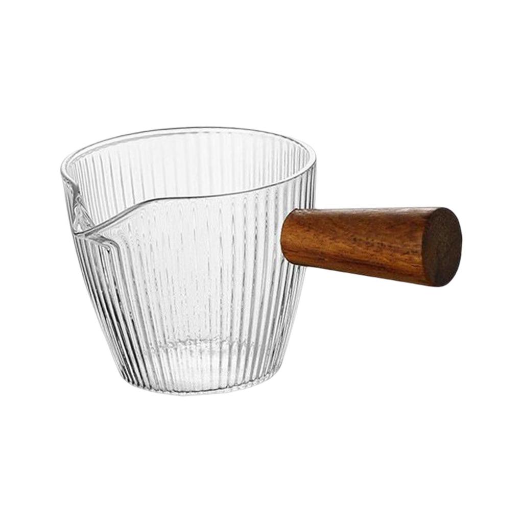 Espresso Measuring Glass with Wood Handle Accessories Heat Resistant milk Glass Cup for Tea Barista Family espresso