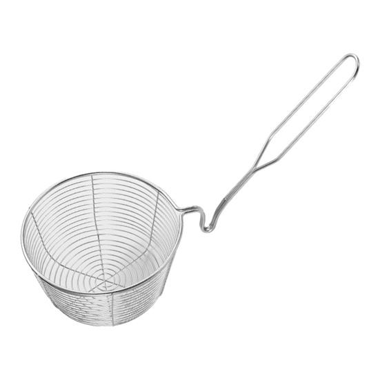 Round Wire Fry Basket with Pot Rim Hook Oil Draining Fry