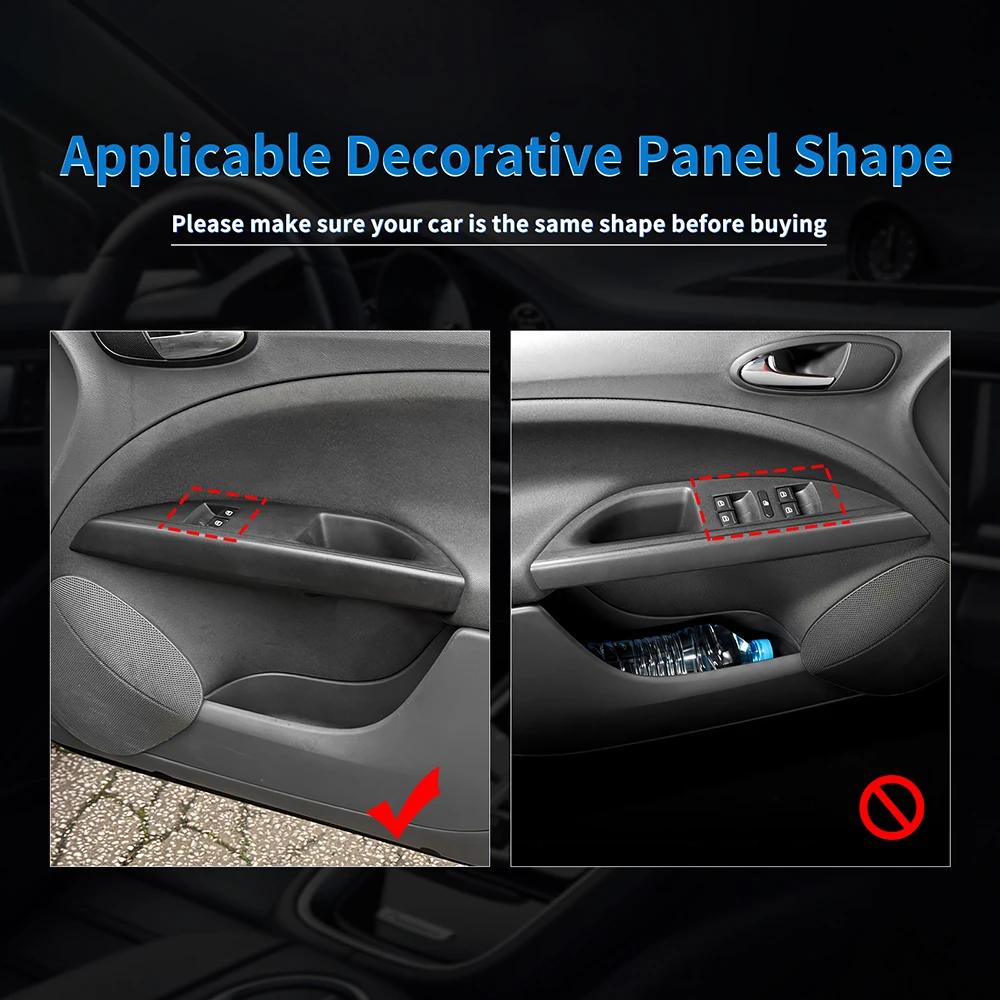 Real Soft Carbon Fiber For Seat Altea 2004 2005 2006 2007 2008 2009 2010 2011 2012 2013 2014-2016 Car Window Lift Panel Sticker