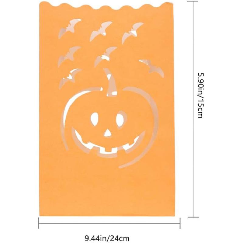 Mobestech 20 шт. Мешок для свечи Хэллоуин Украшения для свечей Светодиодный фонарь Фонарь-тыква Уличный Свеча День мертвых Мешки-светильники Мешки-светильники с