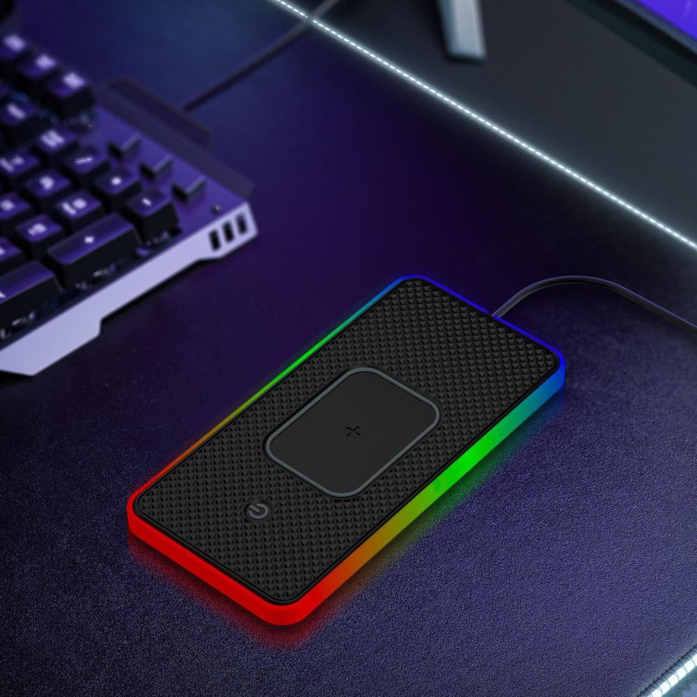 20W Fast Wireless Phone Charger Car Charging Pad with Non-Slip Base 8 Ambient Lights Universal Phone Cordless Charging Mat