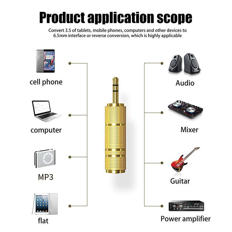 2Pcs/Set Audio Adapter For Headphone Amplifier Audio, Adapter Microphone Converter - 6.5mm To 3.5mm And 3.5mm To 6.5mm
