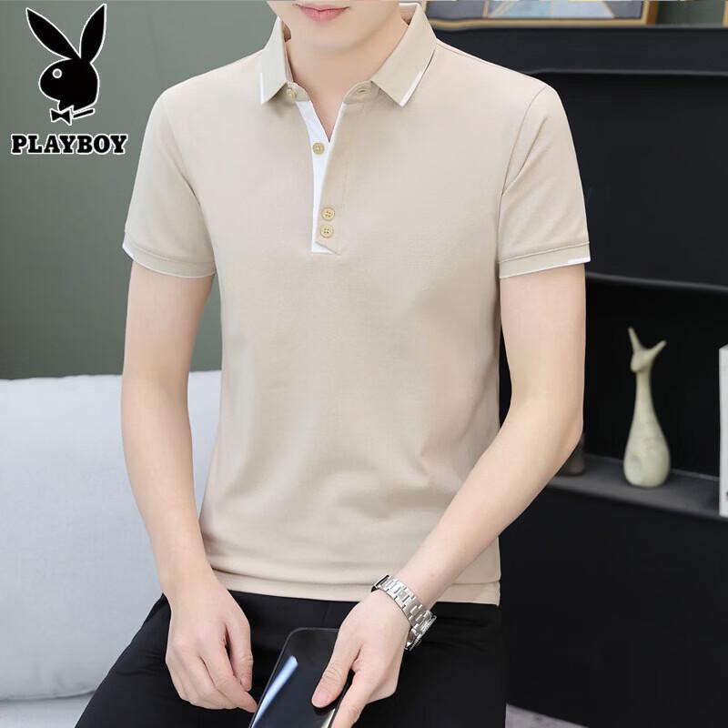 

PLAYBOY Men s Collared Ice Silk Short Sleeve T-Shirt M