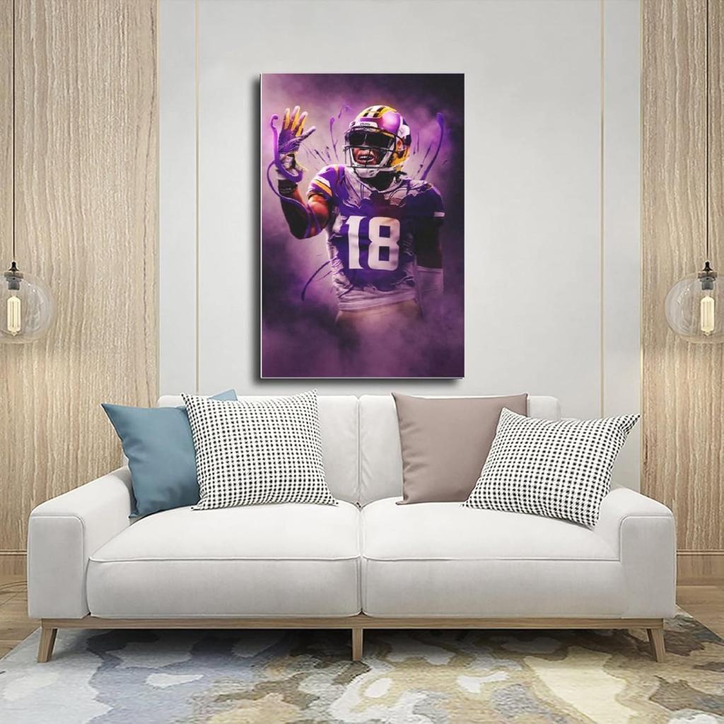 Sports Poster Justin Jefferson Canvas Poster Wall Art Decor Print Picture Paintings for Living Room Bedroom Decoration 12x18inch(30x45cm) Unframe: