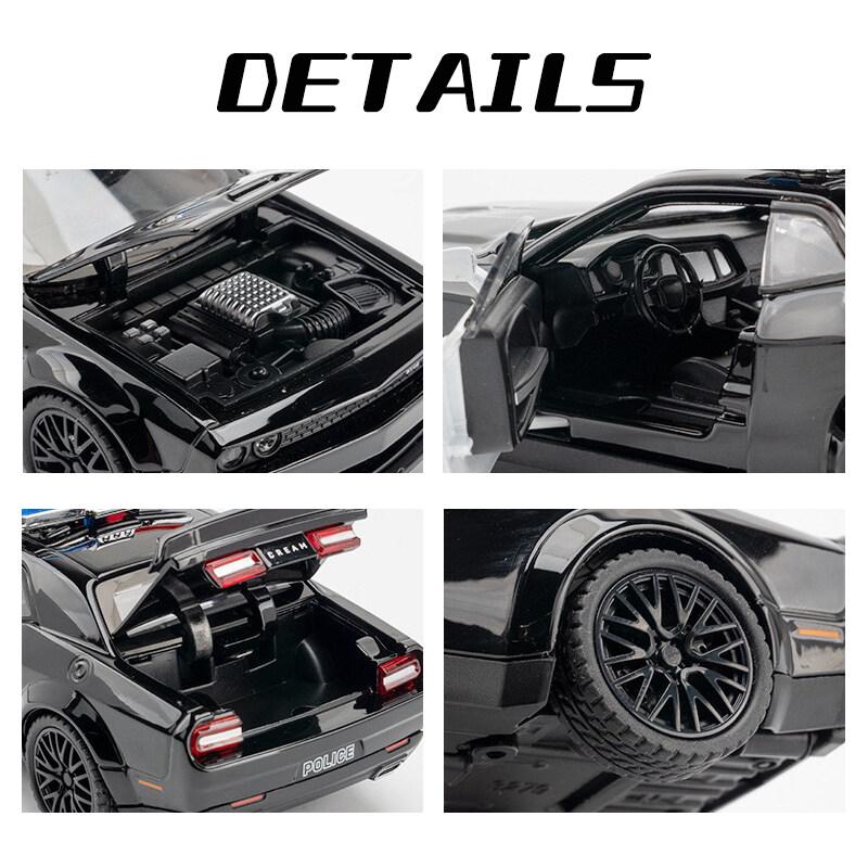 Dodge Challenger Hellcat Miniature 1/24 - Lumière & Son - CCA - Rouge - Batman Theme Voiture Jouet Lumière Son