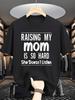 Designed for Teenagers 1pc Round Neck Black T-Shirt Perfect for Occasions Like Mother'S Day Father'S Day Easter Valentin
