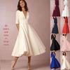 Summer European & American Style Women's Sexy Deep V Short Sleeve Dress - High-End Fashion