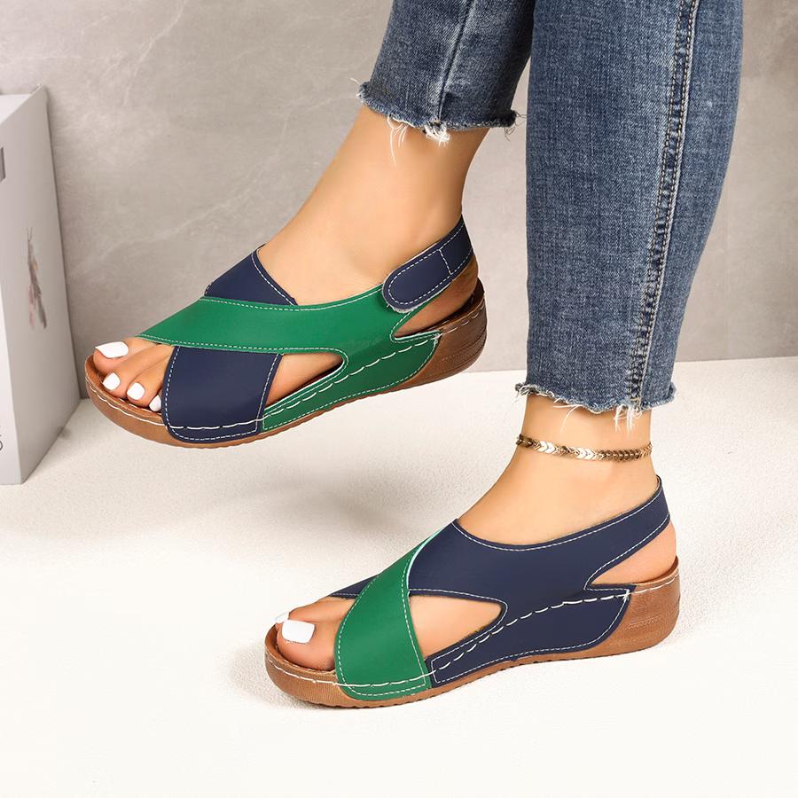 Women's Color Block Thick-Soled Sandals, Versatile Open-Toe Classic Summer Shoes, Women Shoes