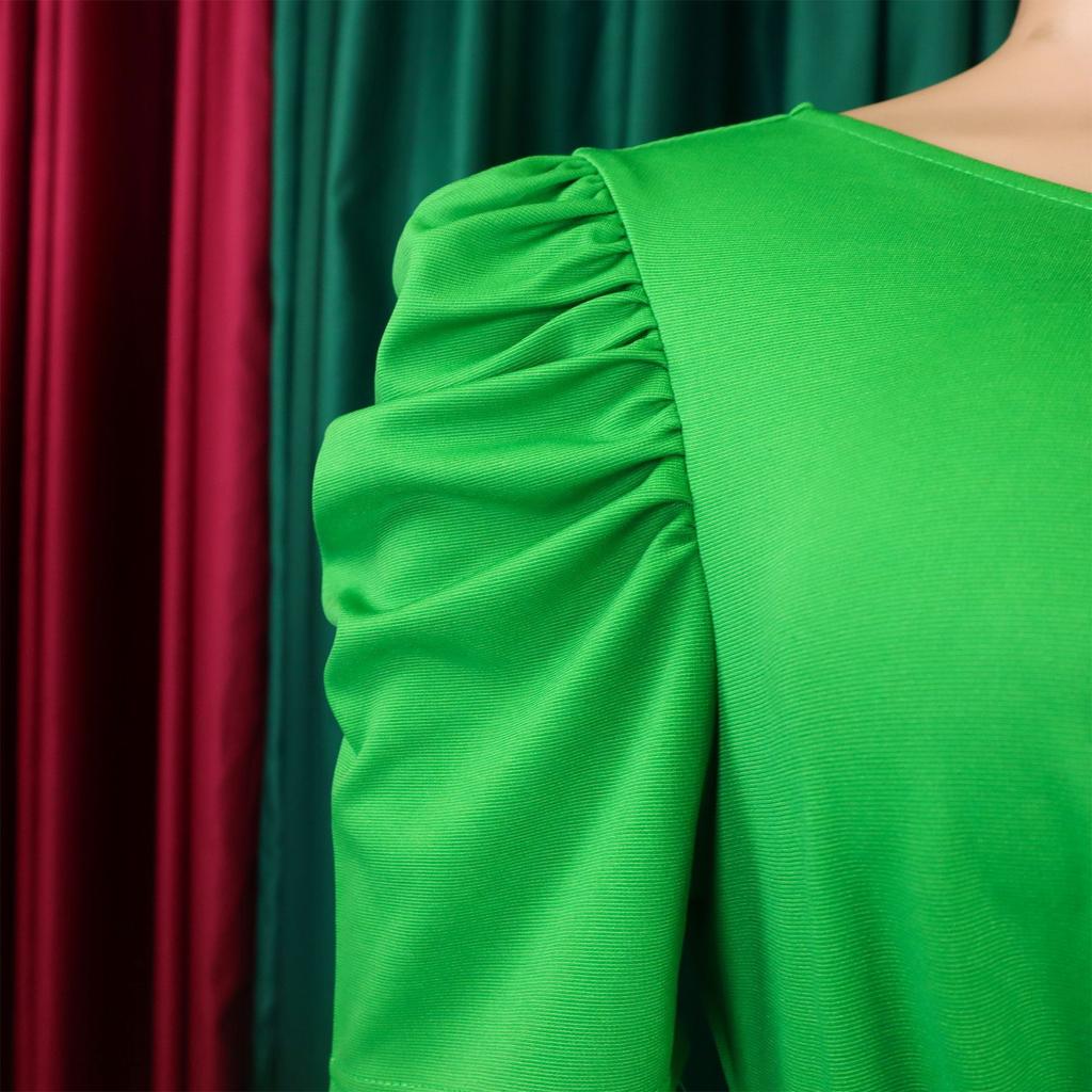 Women Elegant Dresses Belt Waisted Pleated Mid Calf Fashion Ladies 2026 New V Neck Short Sleeve Birthday Party Dress