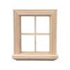 Natural Wood Miniature Doll House Window Frame With 4 Panels For Customizable Doll Accessories