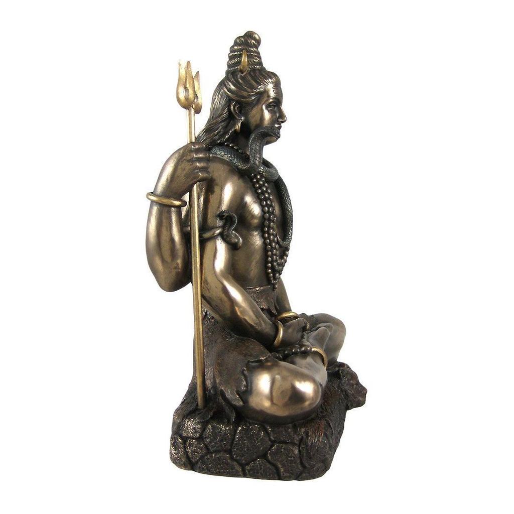 India Lord Shiva Cold Cast Bronze Statue Shiv Padmasana Sitting Idol Sculpture (8 Inches)