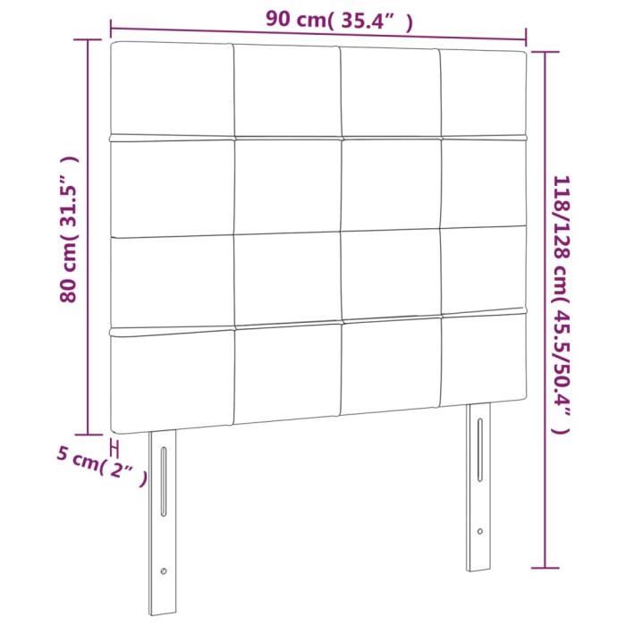 3122462 vidaXL LED Headboard Black 90x5x118-128 Cm Velvet