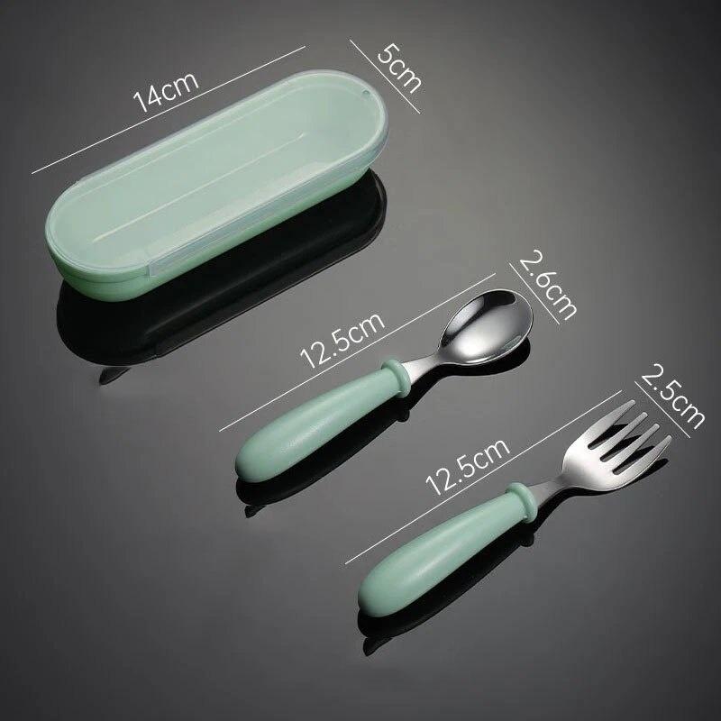 Baby Gadgets Tableware Set Children Utensil Stainless Steel Toddler Dinnerware Cutlery Cartoon Infant Spoon Fork