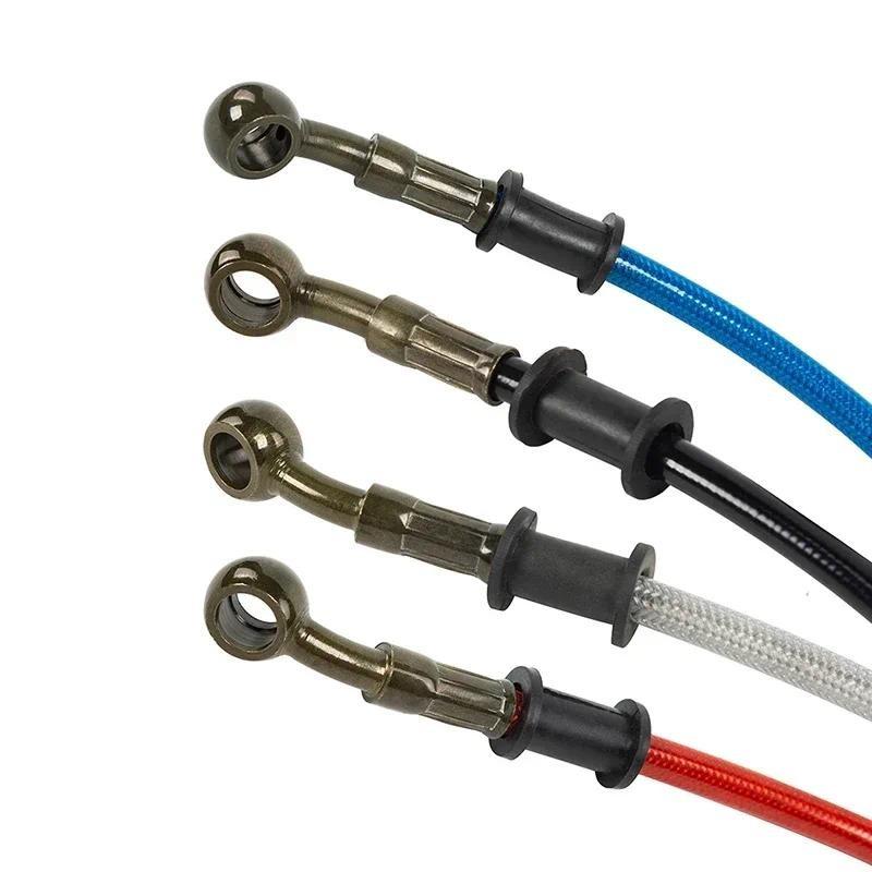 Motocykl Dirt Bike Opletená brzdová hadice Ocelové brzdové lanko Hydraulická trubka 28 stupňů Banjo 500mm-1200mm pro univerzální motocykl