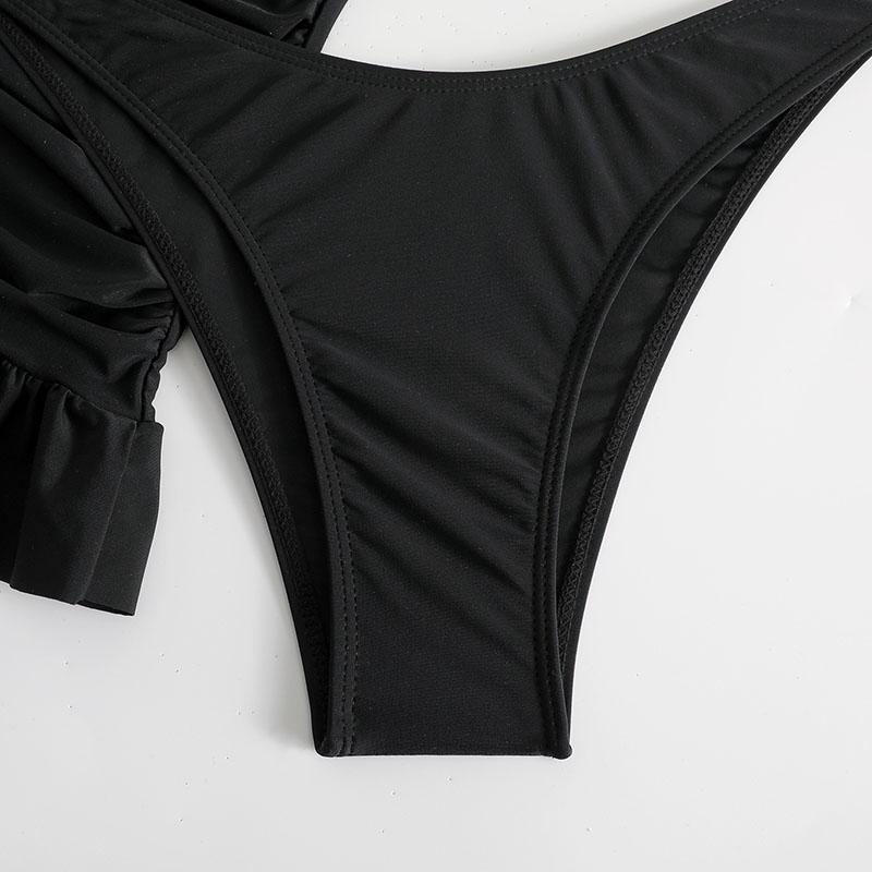 Nové sexy jednobarevné se sukní bandeau bikiny dámské plavky dámské plavky třídílné bikiny set plavec plavky