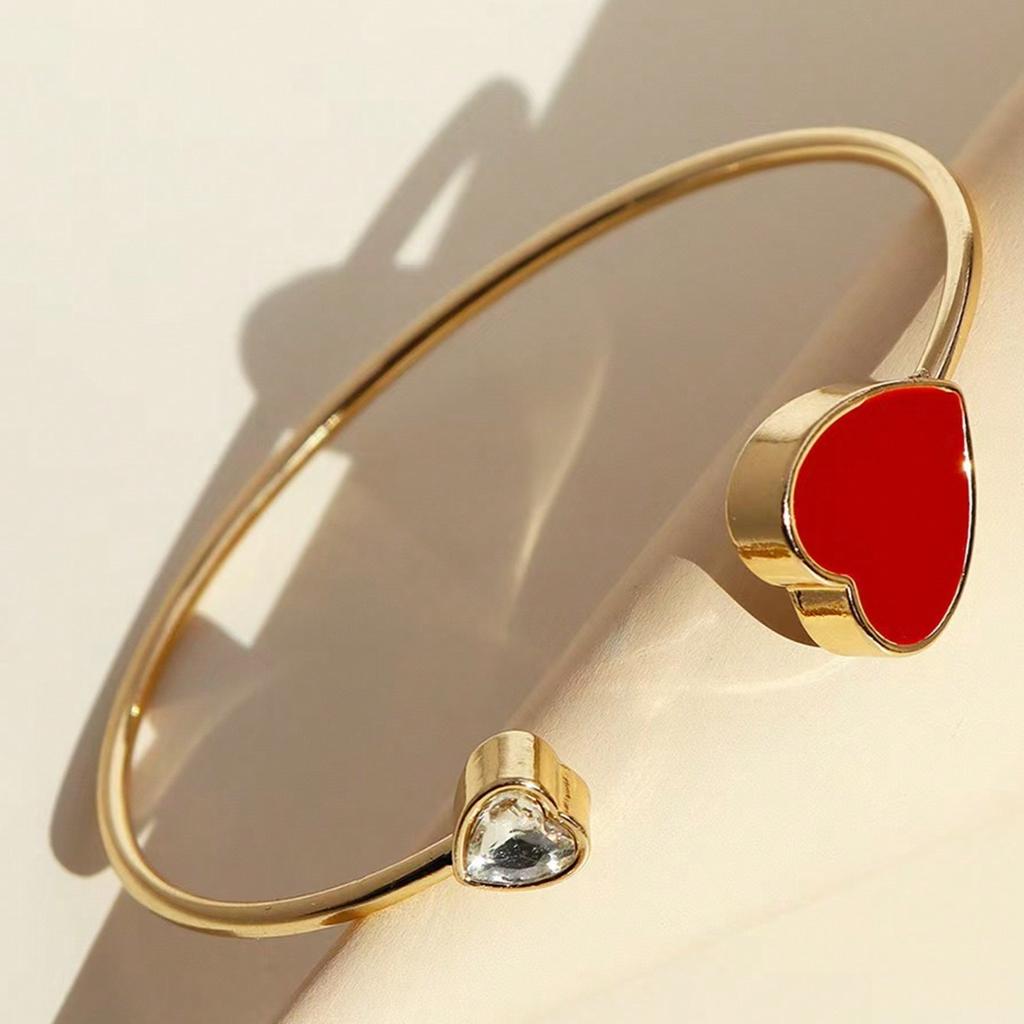 Bracelet Femme Simple Cœur Ouvert avec Taille Réglable, Convient pour le Port Quotidien et les Vacances