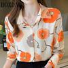 Casual Blouses Fashion Floral Print Long Sleeve Shirt For Women Plus Size Lapel Button Down Shirt For Women Elegant Loose Tops