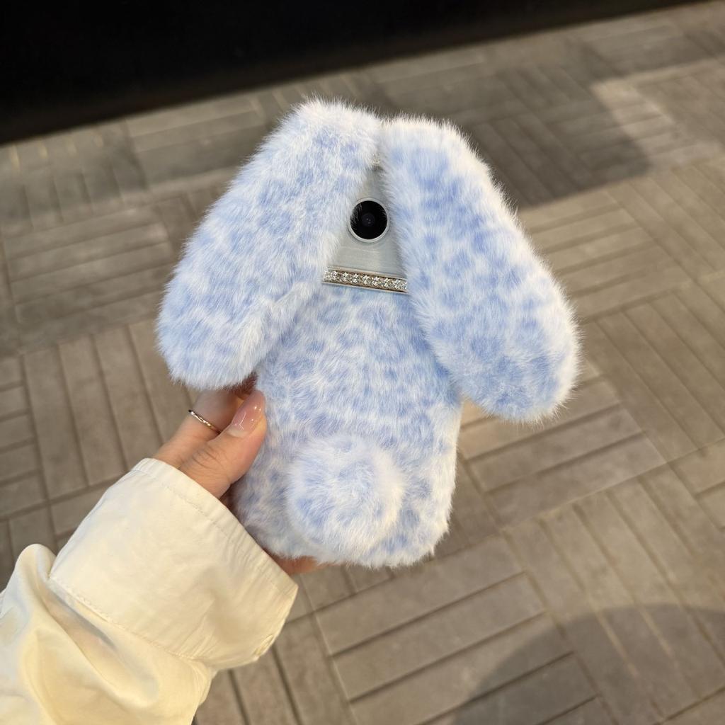 Brick Frame Leopard Print Rabbit Ears for Apple 17Promax Mobile Phone Case iPhone16 Plush 15 Women 14/13