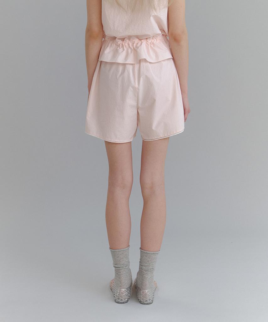 LAMINEZ Lace Trim Shorts - Pink