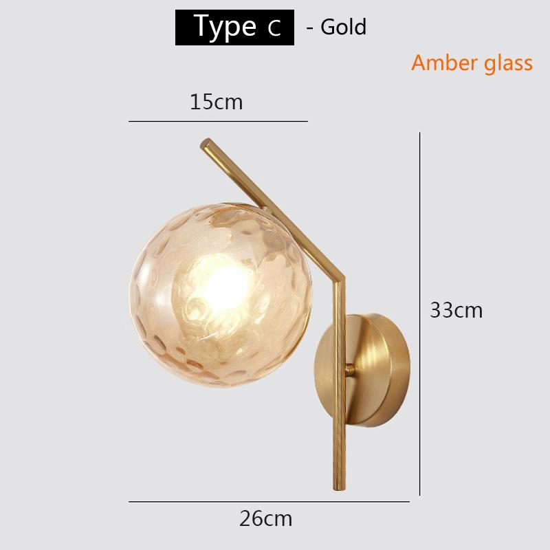 Nordic Glass Wall Lamp Bedroom Bedside Living Room Corridor Light Modern Lighting Fixtures