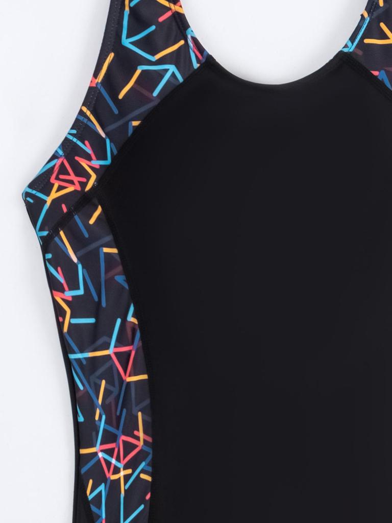 Neuer europäisch-amerikanischer bedruckter Patchwork-Badeanzug für Damen, konservativ, Sport