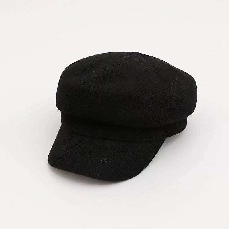 

Linen Flat Top Hat Packable Military Newsboy Cap Women S Beret Exquisite Octagonal Hat For Outdoor Activities Party Street чёрный