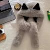Soft Plush Integrated Cap Scarf Warm Beanie Ear Protection Windproof Cap Scarf Neck Warm Fake Fur Long Scarf Cap Cold Weather