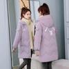 Fjær bomullsbrødjakke for kvinner mellomlang mote tykk løs jakke i stor størrelse