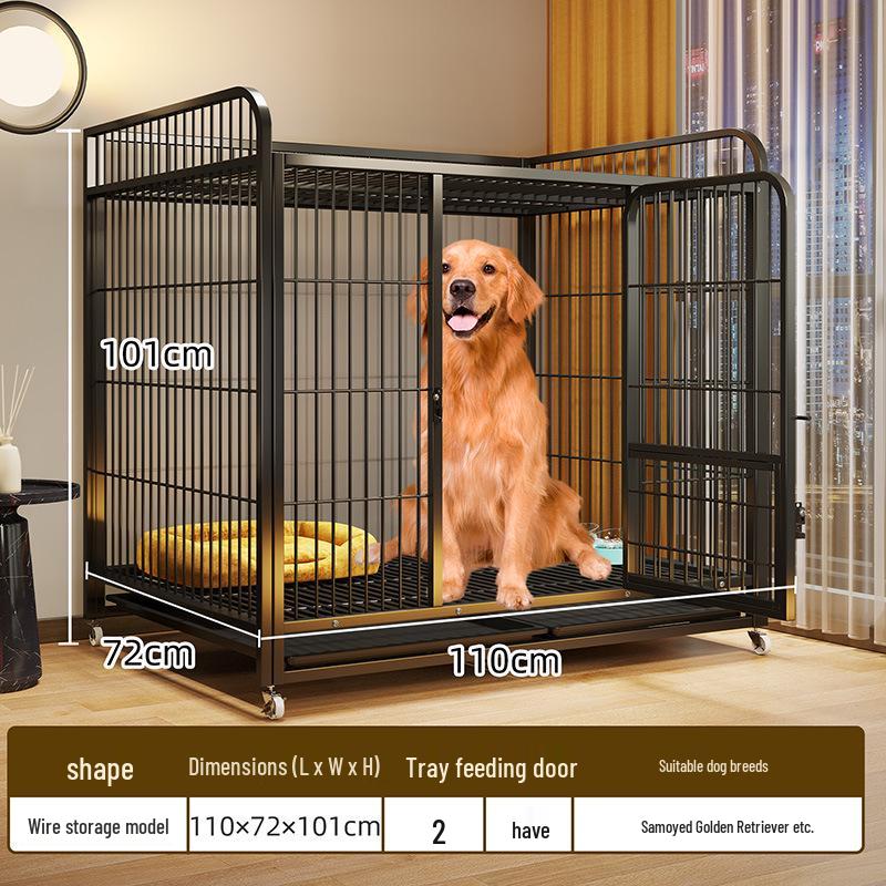 Heavy-Duty Iron Dog Cage for Medium and Large Dogs - Square Tube Design
