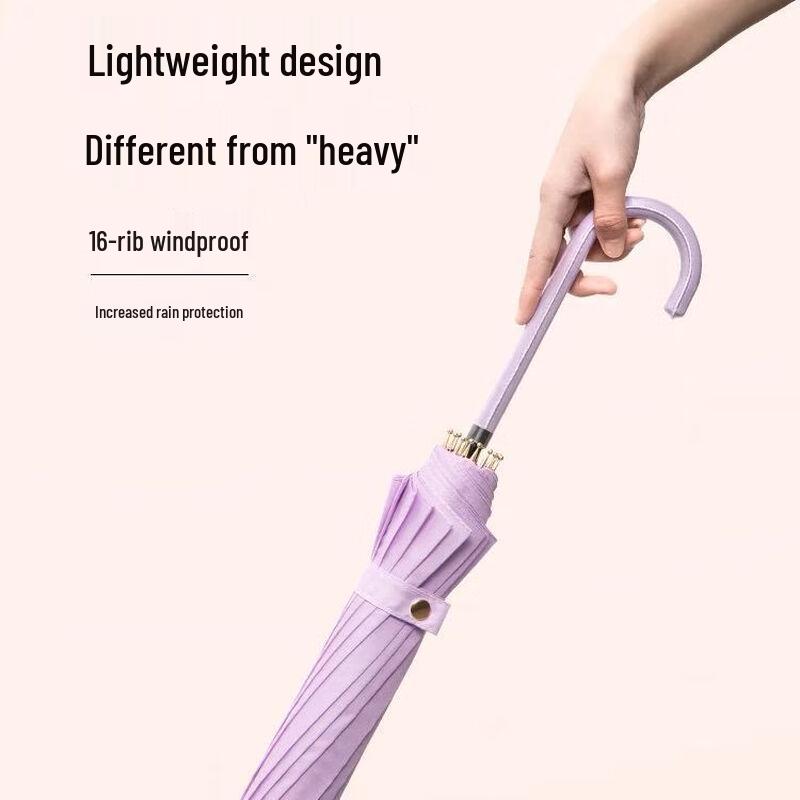 OIMG Modern 16-Rib Automatic Sun/Rain Umbrella with Hook Handle