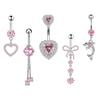 1PCS Pink Crown Belly Button Rings Jewelry Stainless Steel Heart Navel Piercing Barbell Crystal Cute Belly Rings For Women Girls