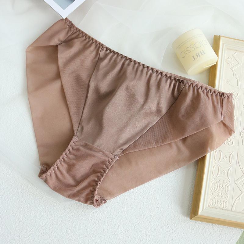 Tangge Seidensatin Damen Luxus Mid-Waist Nahtlose Dreiecksslips