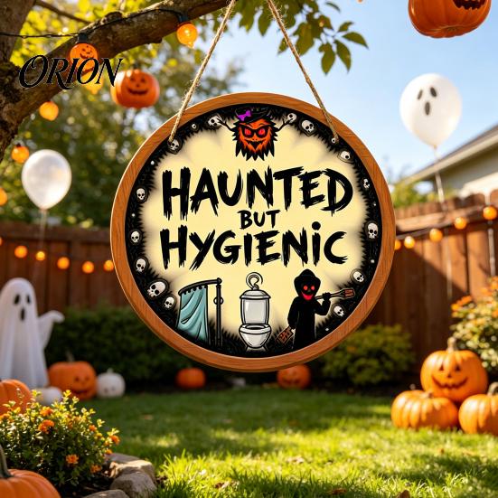 Dark Humor Restroom Ornament Bathroom Halloween Hanging Ornaments, Creative Ghost Wooden Funny Wall Sign Sign, Decorative for Party Decoration