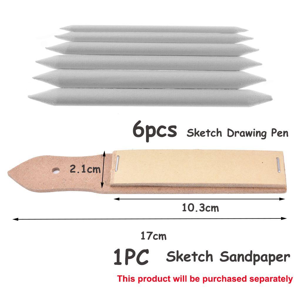 6 PCS Craft Pencil Sharpener Graffiti Artist Tortillon Blending Smudge Sketch Drawing Pen Sandpaper