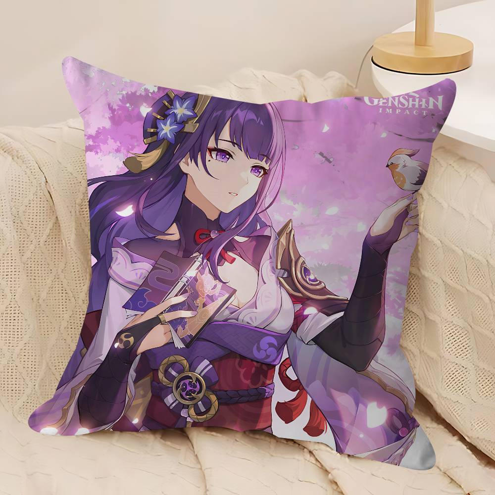 G-Genshin Impact Raiden Shogun Dekorative Raumästhetik Kissenbezug Heimdekor Schlafzimmer Sofa Bett Couch Kissenbezug 45x45