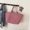 Contrast Color Plaid Shoulder Bag Large Capacity Tote Bag