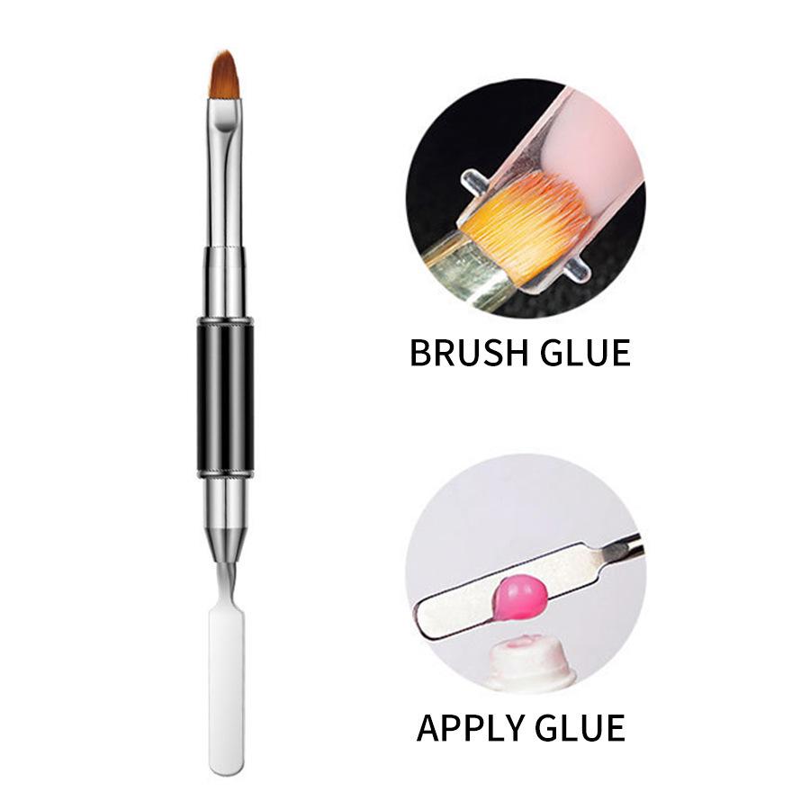 Dual-Ended Nail Art Gel Lamp Tool: Steel Pusher, Glue Remover, Embossing Stick, Multi-Functional Pen, Brush & Crystal Gel Pen.