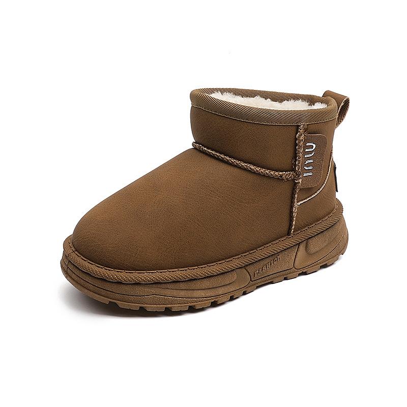 

Children s Snow Boots Winter New Girls Fashion Short Boots Medium and Older Children s Fleece Thickened Leather Boots Boys Warm Cotton Boots 26-31 yards, 6 pairs in one hand