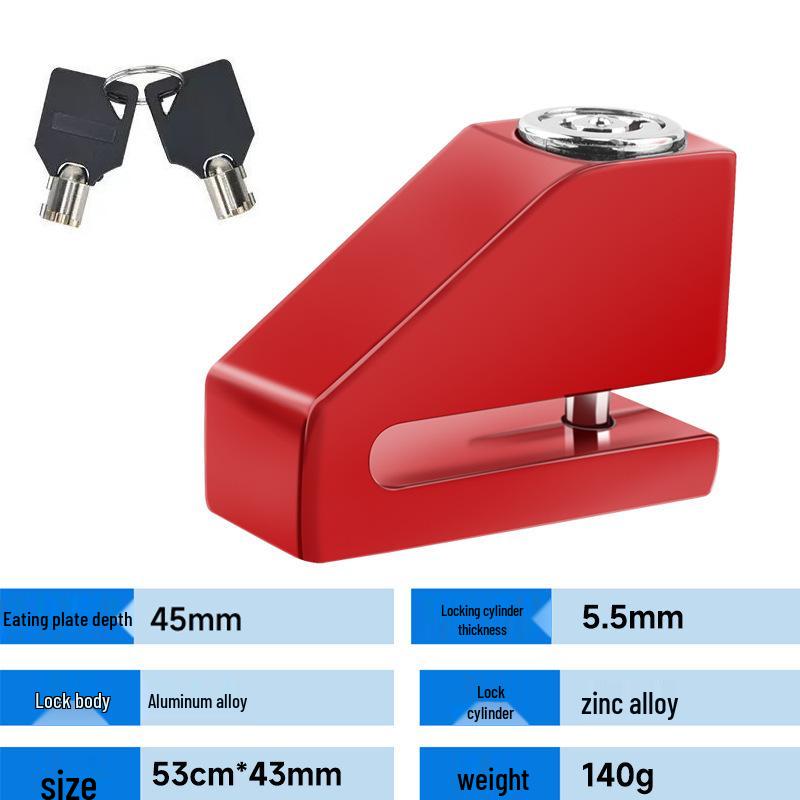 Universal Disc Brake Anti-theft Lock for Motorcycles & Bicycles with Forged Alloy Steel & Copper Lock Cylinder