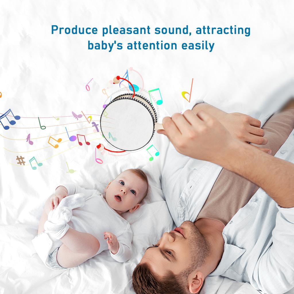 thumbnail image 2 of Kisangel 4pcs Baby Rattle Drum Wooden Rattle Music Toy Handheld Shaking Drum For Boys And Girls Sounds 2 of 13