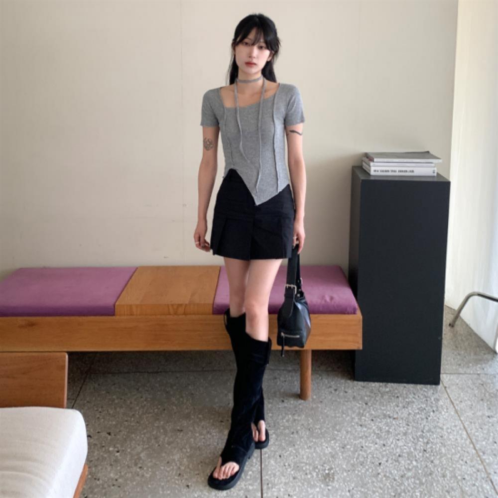 New ArrivalS Open Run Women S NexT STring CuT aSymmeTrical Slim ShorT Sleeve T  