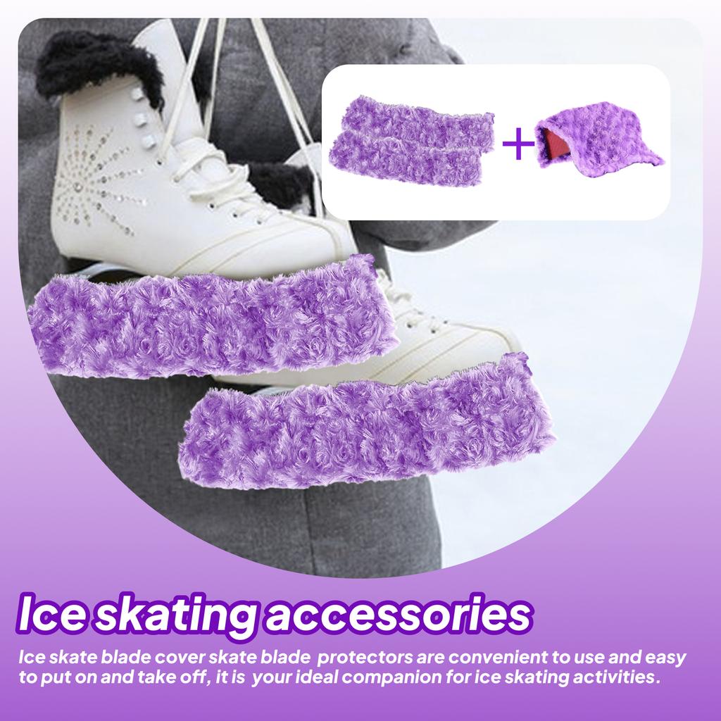 2Pcs Ice Skate Blade Covers Towel Inner Absorbent Portable Blade Protector for Training Sports Hockey Skates Figure Skates