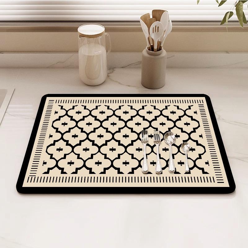 Kitchen Tableware Placemat Retro Heat Resistant Dinnerware Mat Kitchen Placemat Absorbent Drain Pad Drying Mat For Living Room