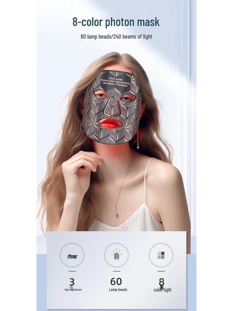 8-Color Silicone LED Light Mask: Red & Blue Photon Beauty Rejuvenation Facial Device
