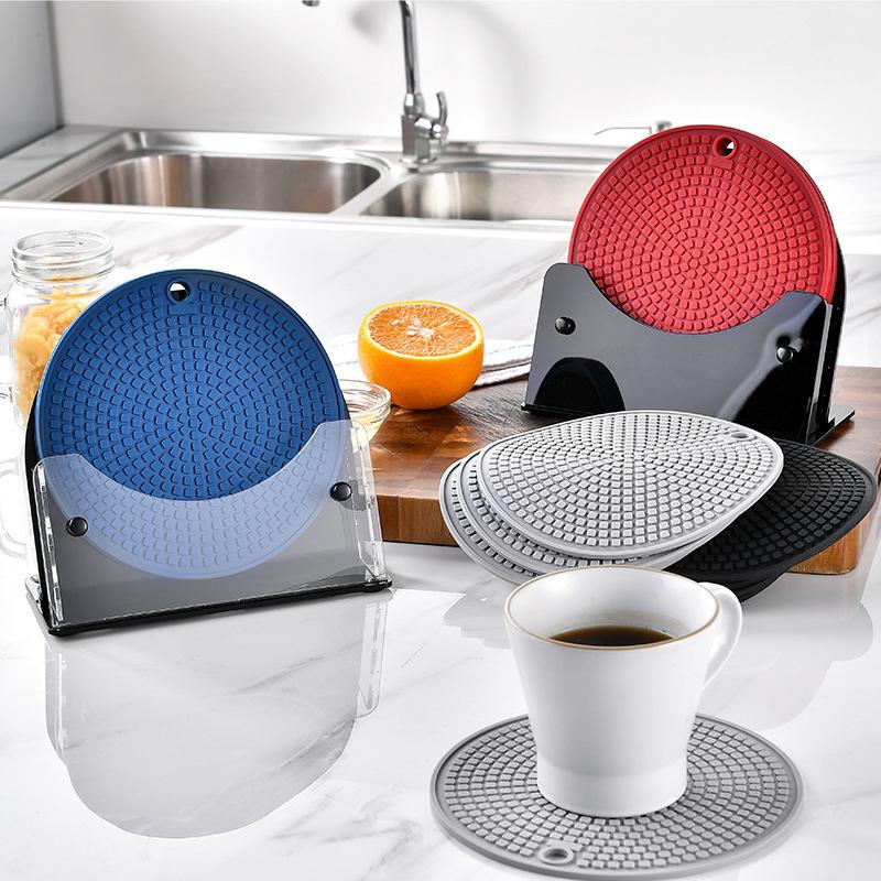 Silicone thermal insulation mat, round non-slip coaster, table mat, pot mat, placemat, high temperature resistance