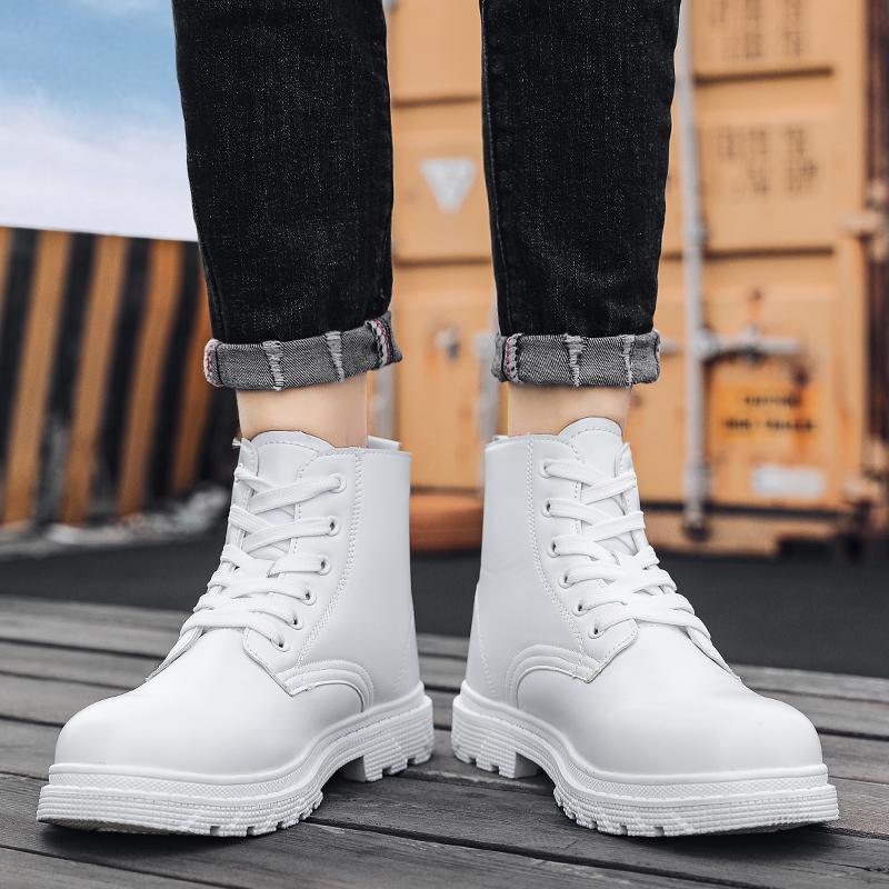 Men Leather Boots Men's Safety Shoes for  White Couples Shoes British Style  Platform Men Boots  Outdoor Hiking Boots