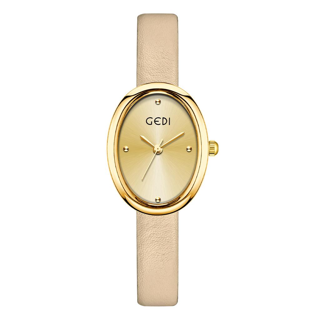Vintage Niche Design Sense Oval Women'S Watch Small And Simple High Sense Student Belt Quartz Watch